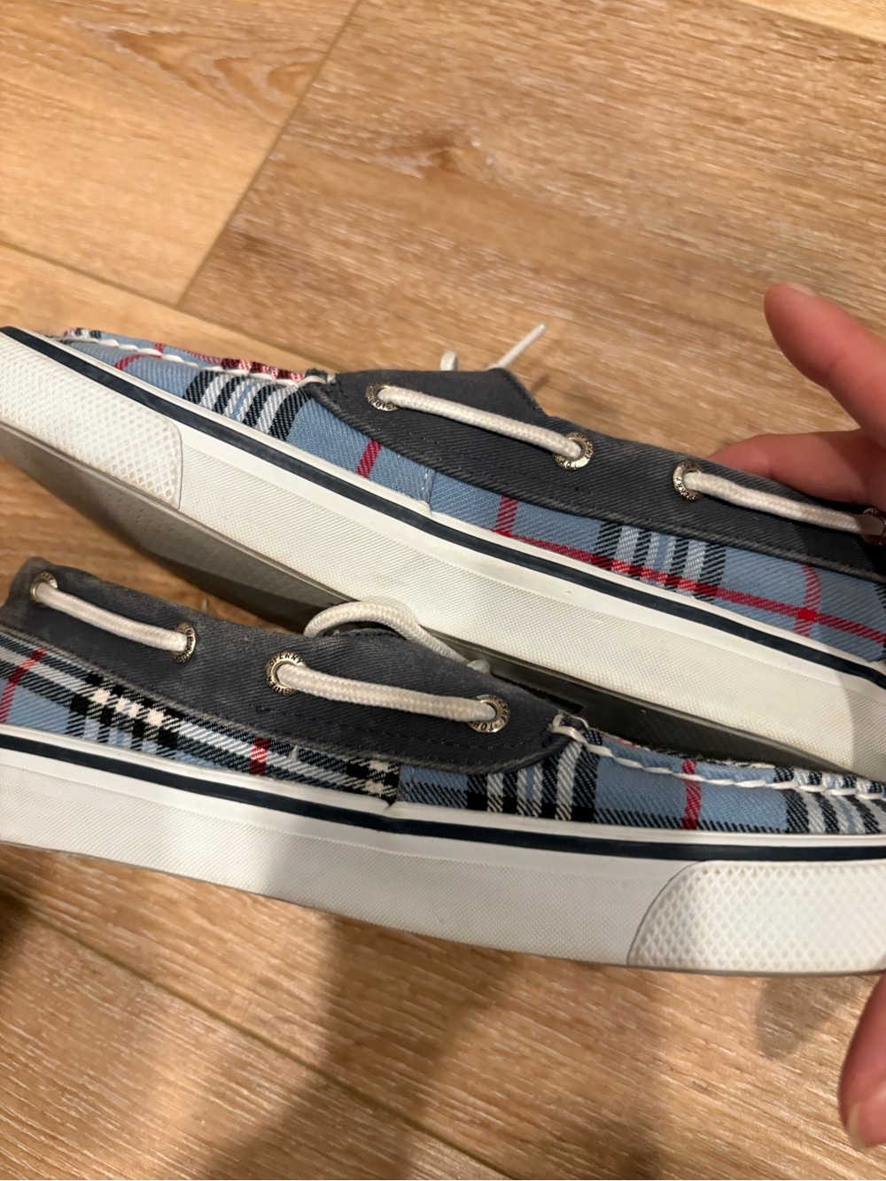 Women Sperry Top Slider  Blue Plaid Boat Shoes- Size 6 - Picture 10 of 10